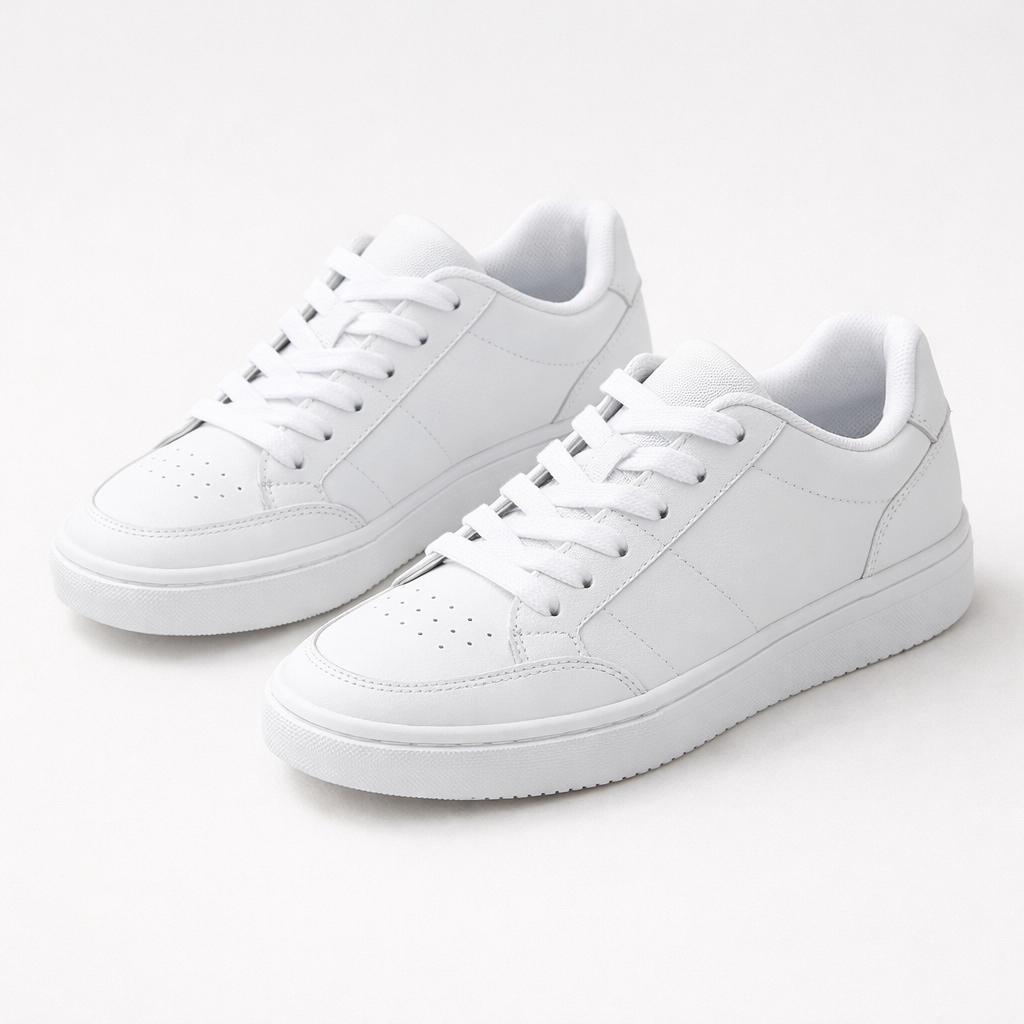 Baskets blanches sur fond clair